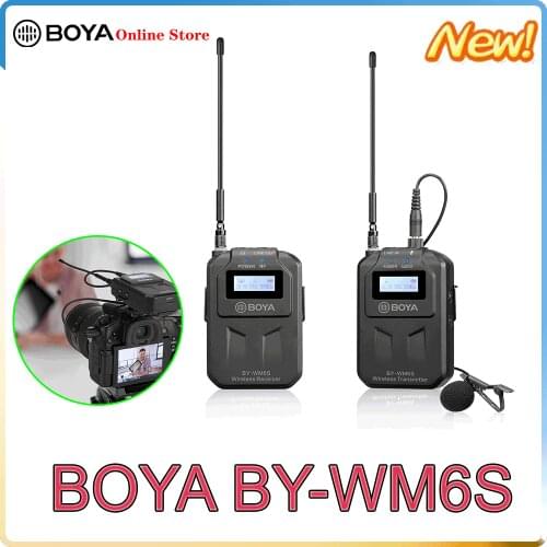BOYA BY-WM6S Rechargeable UHF Wireless Microphone CH48 70m Range for Smartphone Tablet DSLR SLR Camera Camcorder Audio Recorde