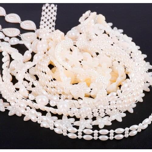 1.5/2Meter ABS Imitation Pearl Beads Chain Trim Crystal Rhinestone For DIY Wedding Party Decoration Jewelry Findings Accessories