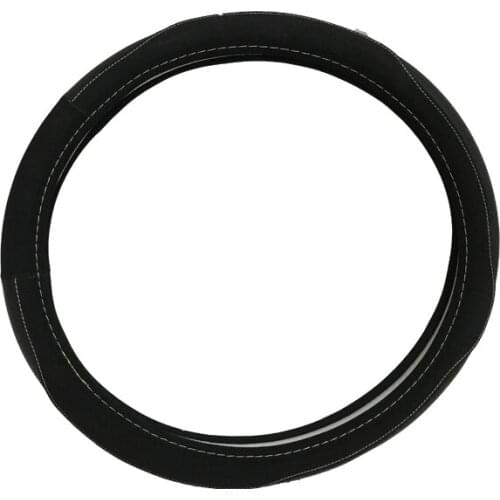 38CM Black Knitted Universal High Quality Fashion PU Leather Car Auto Steering Wheel Cover
