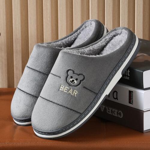Unisex home shoes Suede warmth plush slippers Concise Non-slip soft Indoor winter slippers fluffy comfortable slippers for women
