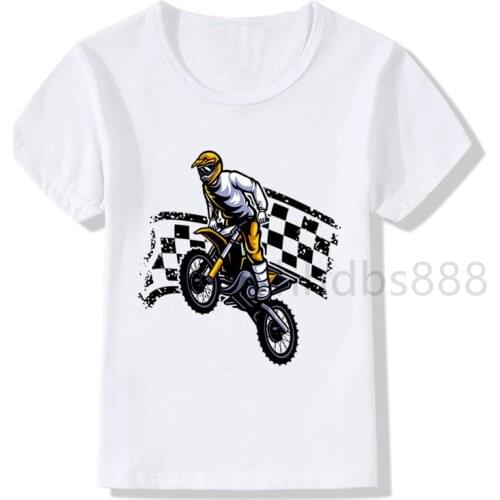 Motorcycle Motocross Tshirt Kids Boys Cool Cartoon Printed Girls T Shirts Baby T Shirt Summer Streewear Girl Teenagers Clothes