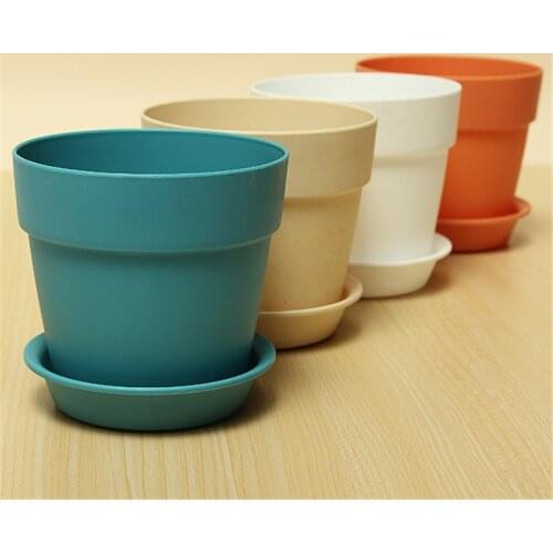 1pcs Resin Plastic Flowerpot With Tray For Garden Indoor Home Decoration Gardening Flower Pots Garden Plants Flower Pot