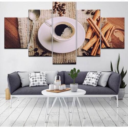 The coffee 5 Piece HD Wallpapers Art Canvas Print modern Poster Modular art painting for living room Home Decor