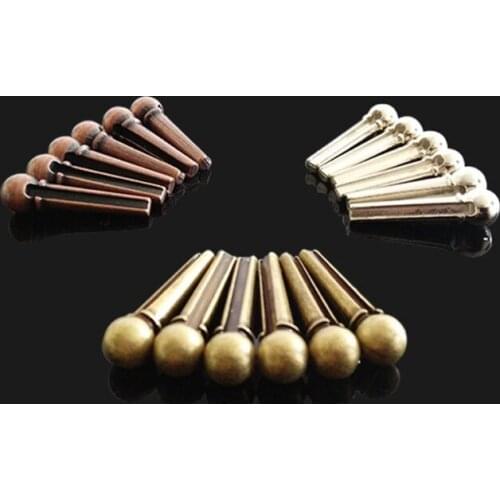 6Pcs Brass Guitar Bridge Pins End Pin for Folk Acoustic Guitar Parts Accessories