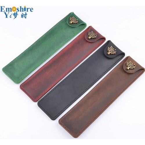 Leather Pencil Bag Personality Retro Handmade Suede Leather Pen Box Creative Pen Protective Cover Customized for one Pen B282