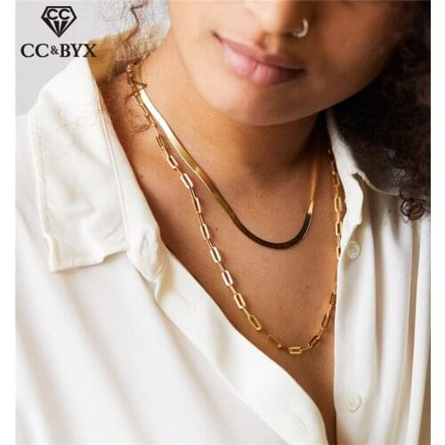 CC Stainless Steel Necklace Women Fashion Jewelry Chain Chocker Statement Necklaces Party Beach Fine Gifts Drop Shipping YX25110