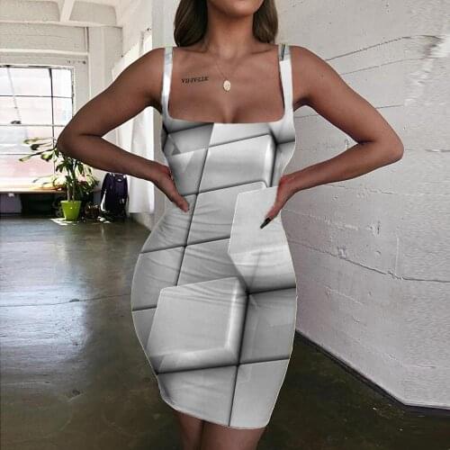 KYKU Geometry Dress Women Abstract Ladies Dresses Psychedelic Sundress Art Bodycon Dress Womens Clothing Summer New Korean Style