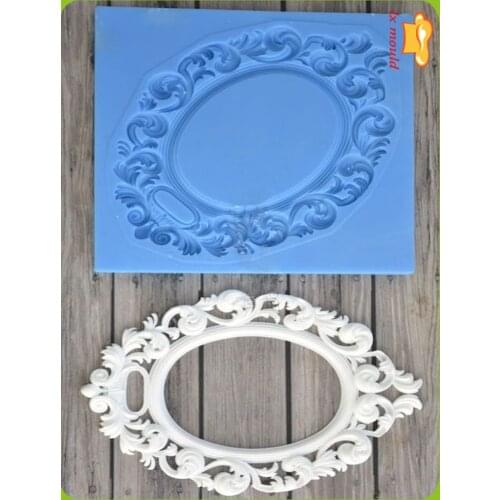 LXYY Moulds Classical flower border frame picture relief biscuit cupcakes fondant silicone mold