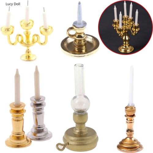 1:12 DIY House Miniature Wireless Candle Light For Desk Dinner Table Furniture Toys Candle Holder Toys For Children Baby