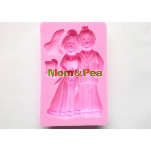 Mom&Pea 0172 Free Shipping Bride&Bridegroom Shaped Silicone Mold Cake Decoration Fondant Cake 3D Mold Food Grade Silicone Mould