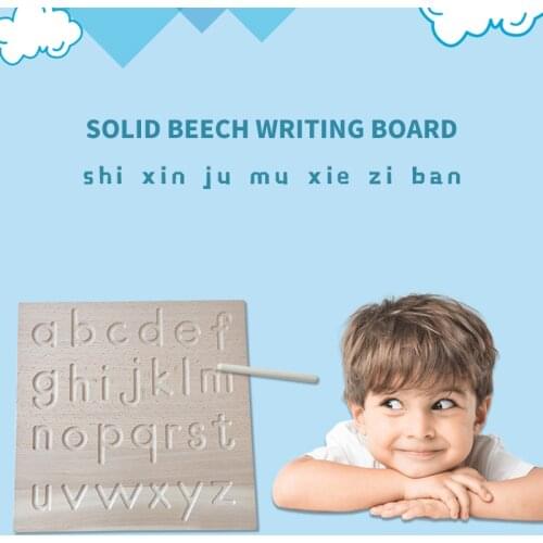 Montessori Wooden Alphanumeric Groove Writing Board 3D Puzzle Educational Toys Wooden Writing Board Track Copy Learning Toy Gift