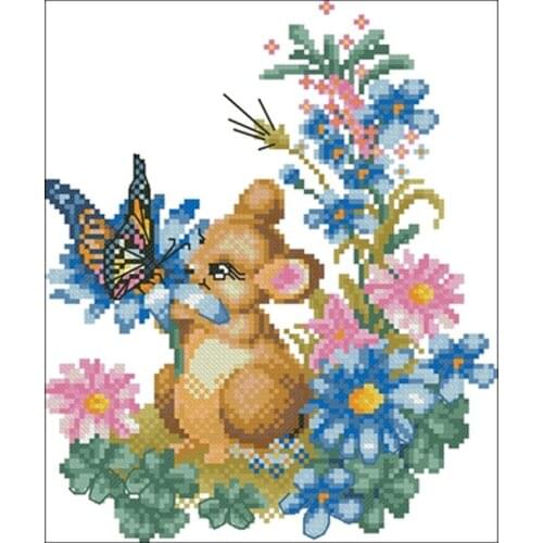 Mouse and butterfly patterns counted 11CT 14CT 18CT Cross Stitch Set DIY Cross-stitch Kit Embroidery Needlework Home Decor