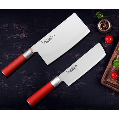 Lazbisa Knife Set Kitchen Knife Set Meat Bone Vegetable Bread Fruit Chef Knife Red Craft Series (Chinese Row-Nakiri)