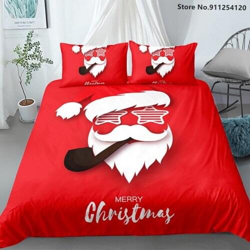 Santa Claus Funny Duvet Cover Sets 2/3 Piece 2021 Happy New Year Bedding Set Hotel Decor Quilt Cover Kids Gift Cartoon Bed Cover