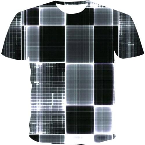 2021 Summer New Style 3d Color Printing Black And White Abstract Three-Dimensional Round Neck Short-Sleeved T-Shirt Xxs-6xl