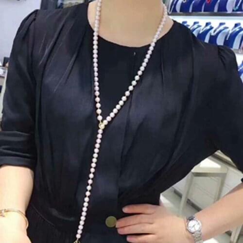 Newly stunning 8mm round freshwater pearl necklace free style 90cm length