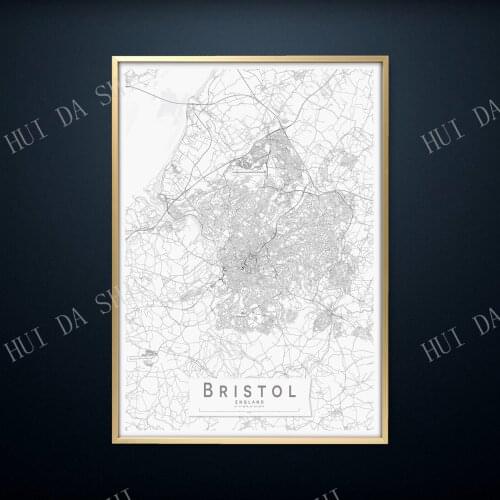 BRISTOL Map Print | Black & White England City Map Print | Mono Wall Art Poster | Minimalist Wall decor