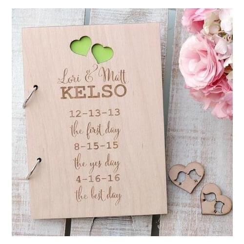 Personalized Love Diary wedding guest album engraved Wooden guestbooks Reception party favors decorations