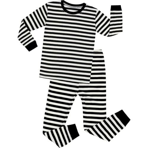 TINOLULING baby boys girls black white stripes pajamas sets children nightwear kids christmas red white striped sleepwear 1-8T