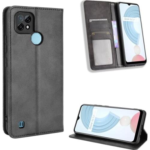 Premium PU Leather Case for Realme C21 Magnet Flip Book Case Cover on for Realme C21