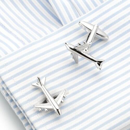10 Pairs Simple Mans Cufflink for Pilot Silver Plated Airplane Shape Pilot High Quality Plane Cuff Links for Wedding Party Gift