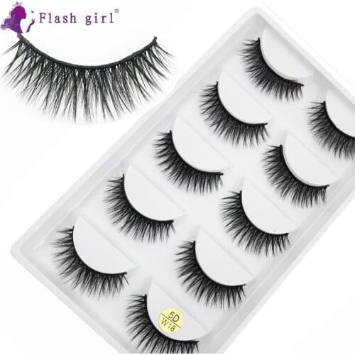 Most Ppopular 5D Mink Lashes Vendor Fluffy Handmade Soft Eyelash Extension Natural Long Cruelty Free False Eyelashes 5D-W18