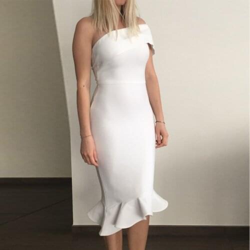 Seamyla 2020 New Summer Bandage Dress Vestidos Elegant Mermaid Celebrity Party Dress Women One Shoulder Sexy Nightclub Dresses