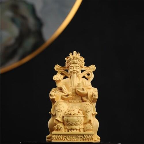 11cm Boxwood Wood Sculpture Real Wood Real Wood Feng Shui Collection Wood Statue Figure Statue Lucky