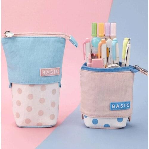 Retractable Creative Pen Holder Kawaii DIY Pencil Case Canvas Cute Capacity Large Student Pen Pencil Case Cute Holder L5M5