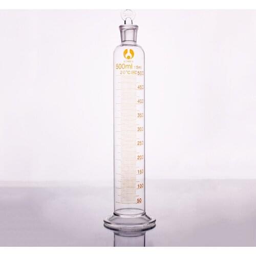 High borosilicate glass measuring cylinder with graduations and ground-in glass stopper,Capacity 500ml,Laboratory Cylinder
