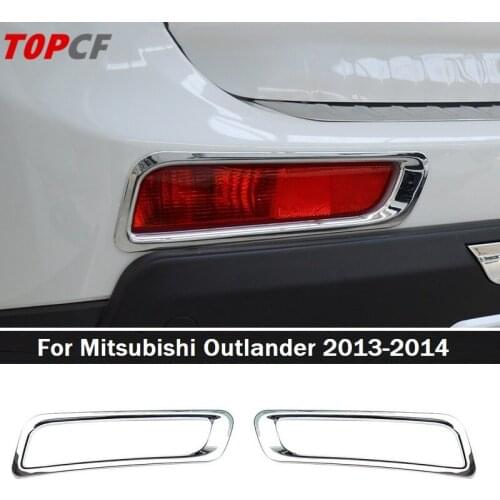 TOPCF For Mitsubishi Outlander 2013-2014 Car Chromium Chrome Styling Rear Fog Light Foglight Lamp Cover Trim Accessories