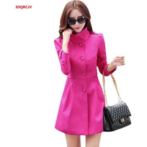 Women Windbreaker Coats 2020 Spring Autumn OL Ladies Coat Fashion Stand Collar Loose Women Jacket Outerwear Plus Size 5XL 2003