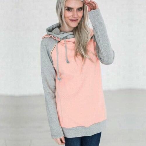 2020 New Fahsion Hoodies For Women Zipper decoration Long Sleeve Spring Autumn Sweatshirts Size S to 3XL 4 Colour Sweatshirts