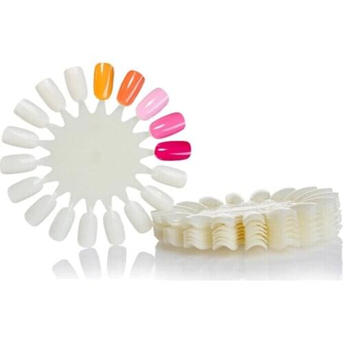 1000pcs Natural / Clear Nail Art Gel Polish Color Chart 18 Colors Wheel Manicure Practice Display Rack Paint Acrylic Tips Disk