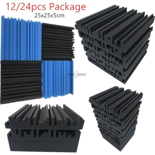 12/24Pcs 250x250x50mm Studio Acoustic Foam Soundproofing Foam Wedges Protective Sponge Soundproof Absorption Treatment Panel