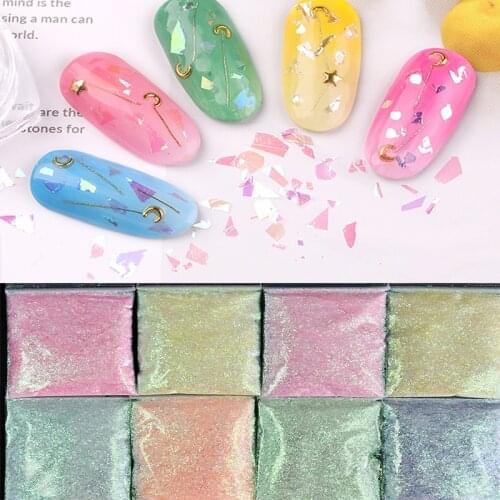 15colors( 20g)Iridescent Glass Paper Glitter Nail Supplier Aurora Cellophane Sequins Chunky Powder Broken Glass Decal Paper#176p