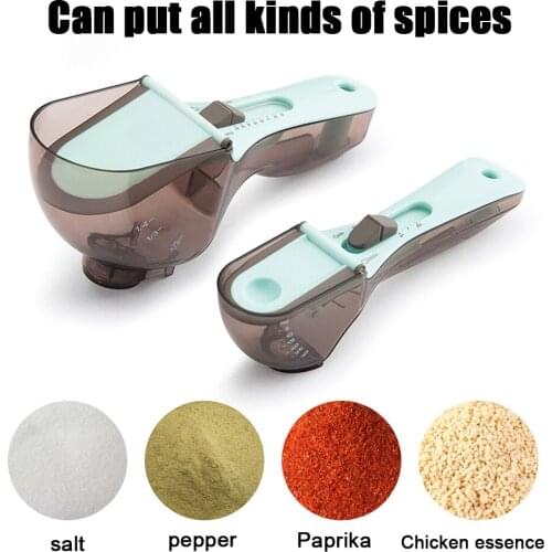 2PCS Set Adjustable Measuring Spoon With Scale BPA Free Plastic Measure Spoons Kitchen Gadgets Baking Accessories Cooking Tools