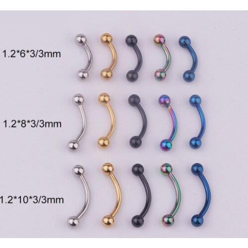 6/8/10mm Surgical Steel Ball 3mm Eyebrow Piercing Curved Barbell Lip Ring Snug Daith Helix Rook Earring Body Jewelry