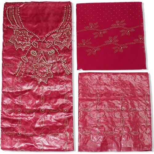 Tissu Africain 2021 Beaded Bazin Riche Tissues Cotton Materials Shiny Stones Fabric For Dress Nigerian Headtie 3+2+2 yards/lot