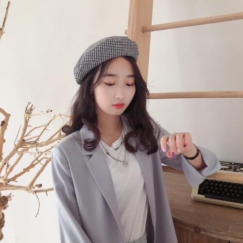 French Simple Women Cotton Beret For Elegant Lady Female Cotton Hats Plaid Vintage Casual Autumn Winter Girl Caps
