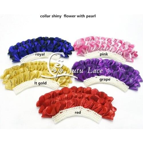 30 pcs/lot ,11 .5 cm ,shiny chiffon collar flower with pearl ,shabby shiny chiffon flower for apparel hair accessories