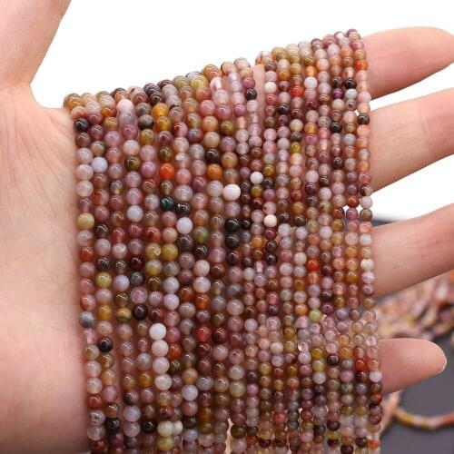 Natural Stone Beads Polished Round Scattered Colorful Agates Beading Stone Charms for Jewelry Making Necklace Bracelet Gift
