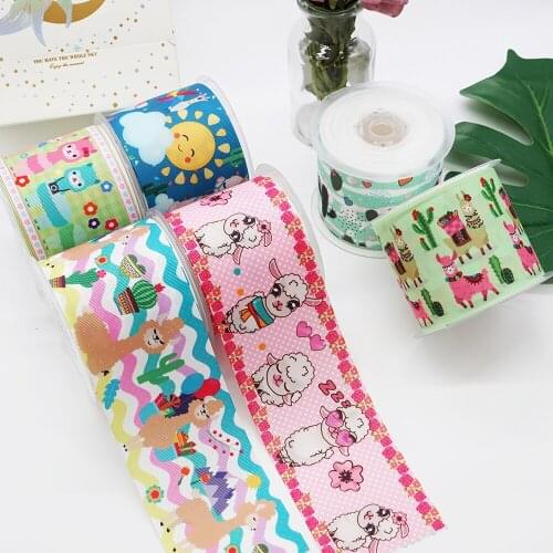 DIY Cartoon Alpaca Printed Grosgrain Ribbon For Craft Supplies Sewing Accessories 5 Yards, Planar Resins Mold 10 Pieces. 47017