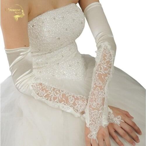 Long Wedding Gloves Lace Gloves Red Ultra Long Autumn And Winter Bridal Gloves Mittens White G021