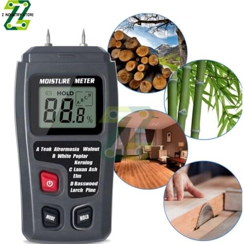 Two Pins Digital Wood Moisture Meter 0-99.9% Wood Humidity Tester Timber Damp Detector With Large LCD Display