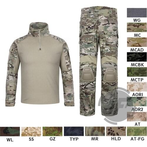 Emerson G3 Combat Shirt & Pants Trousers Knee Pads Set EmersonGear Tactical Military Hunting GEN3 Camouflage BDU Uniform MC