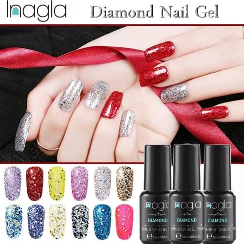 Inagla Nail Gel Glitter Gel Manicure Shiny Nail Polish Soak Off UV LED Diamond Gel Nail Polish Vernis Semi Permanent Gellak