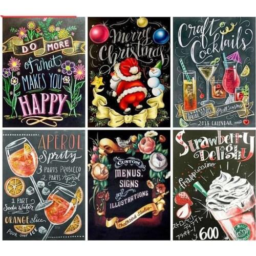 Juice diamond painting blackboard letters mosaic art picture icecream embroidery cross stitch stones picture puzzle wall decor