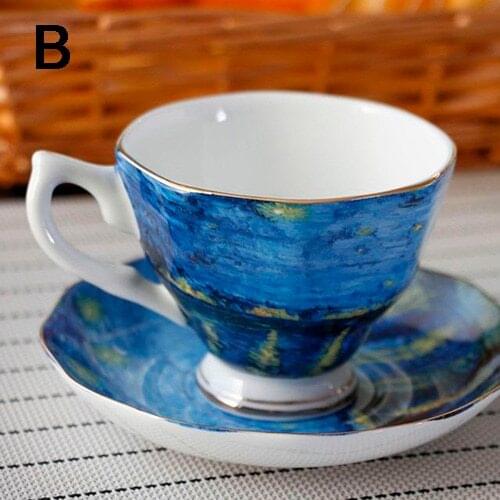 Nordic Style Bone China Coffee Cup Saucer Spoon Set 200ml British Cafe Porcelain Tea Cup Advanced Ceramic Teacup