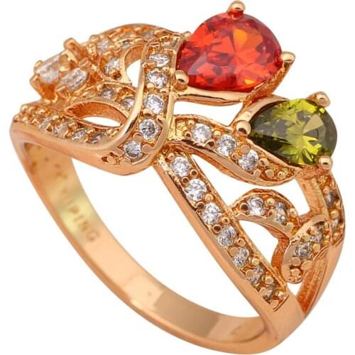 Royal design Factory Price fashion jewelry Color Crystal Fine gold tone Rings Healthy jewelry JR1881A USA size #6.5 #7.5